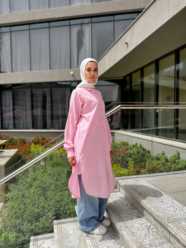 Linen Colored Shirt - Pink
