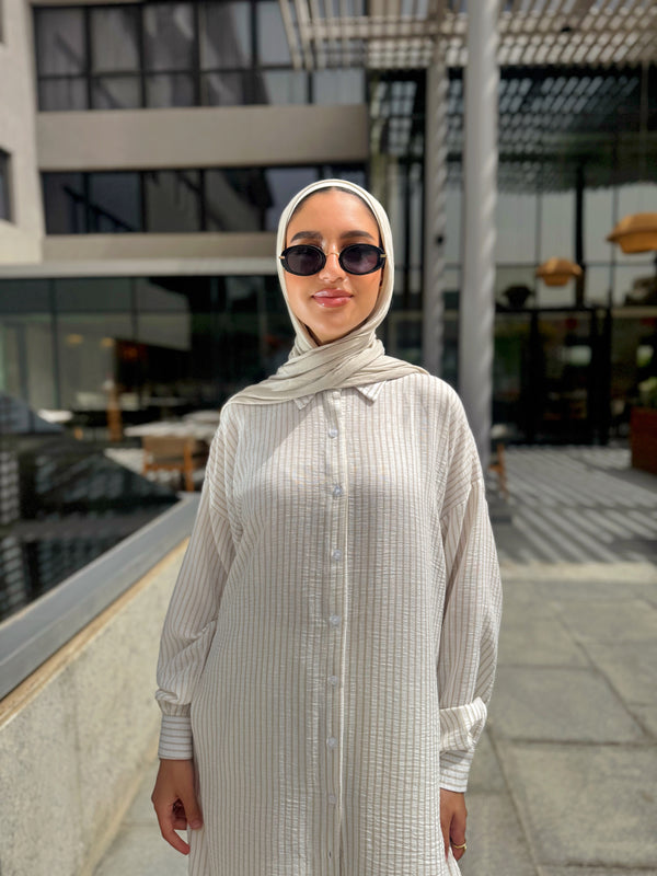 Striped Basic Shirt - Beige
