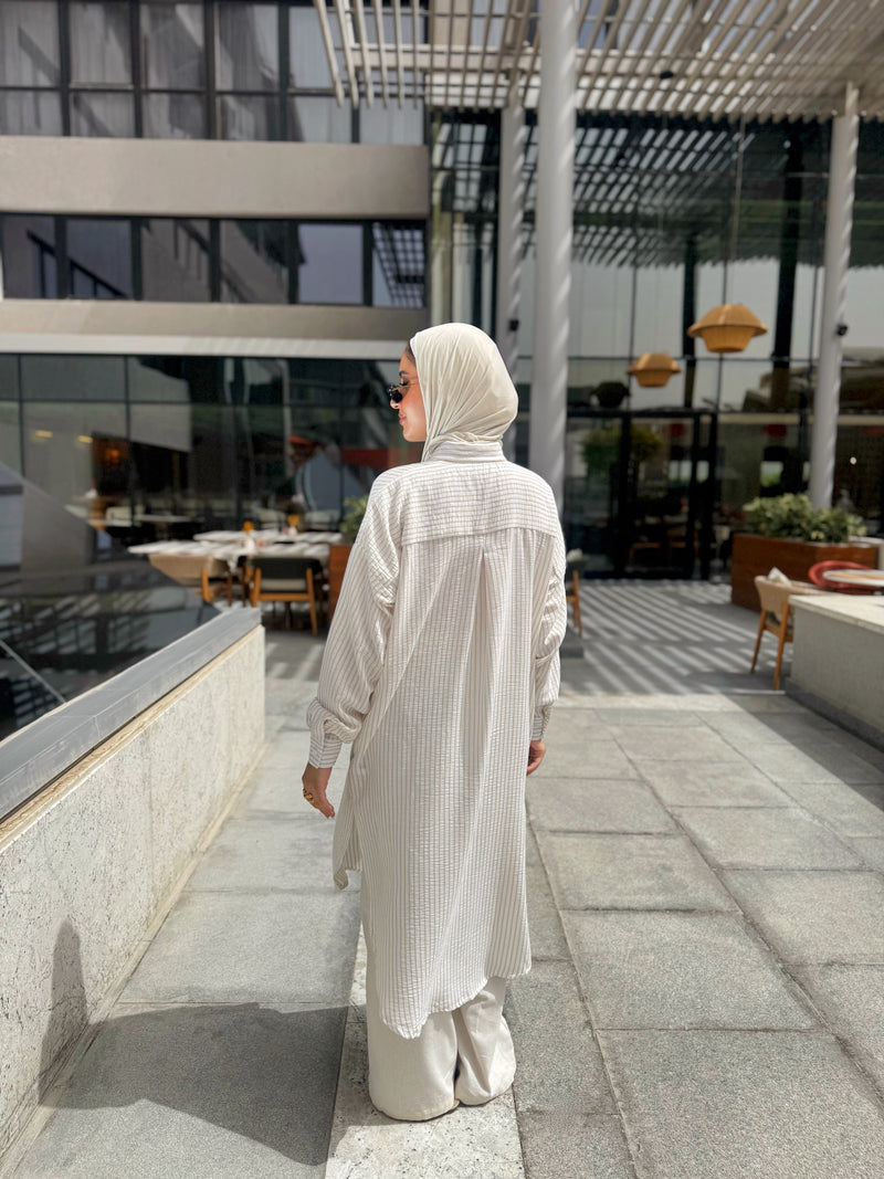Striped Basic Shirt - Beige