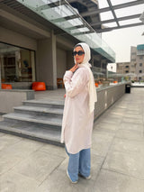 Stripes Embroidered Shirt - Beige