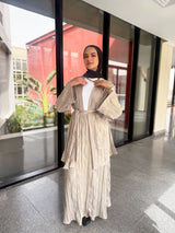 Metallic Pleated Cardigan - Grey