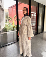 Metallic Pleated Cardigan - Grey