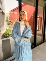 Metallic Pleated Cardigan - Blue