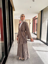 Metallic Pleated Cardigan - Gold