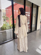 Metallic Pleated Cardigan - Grey
