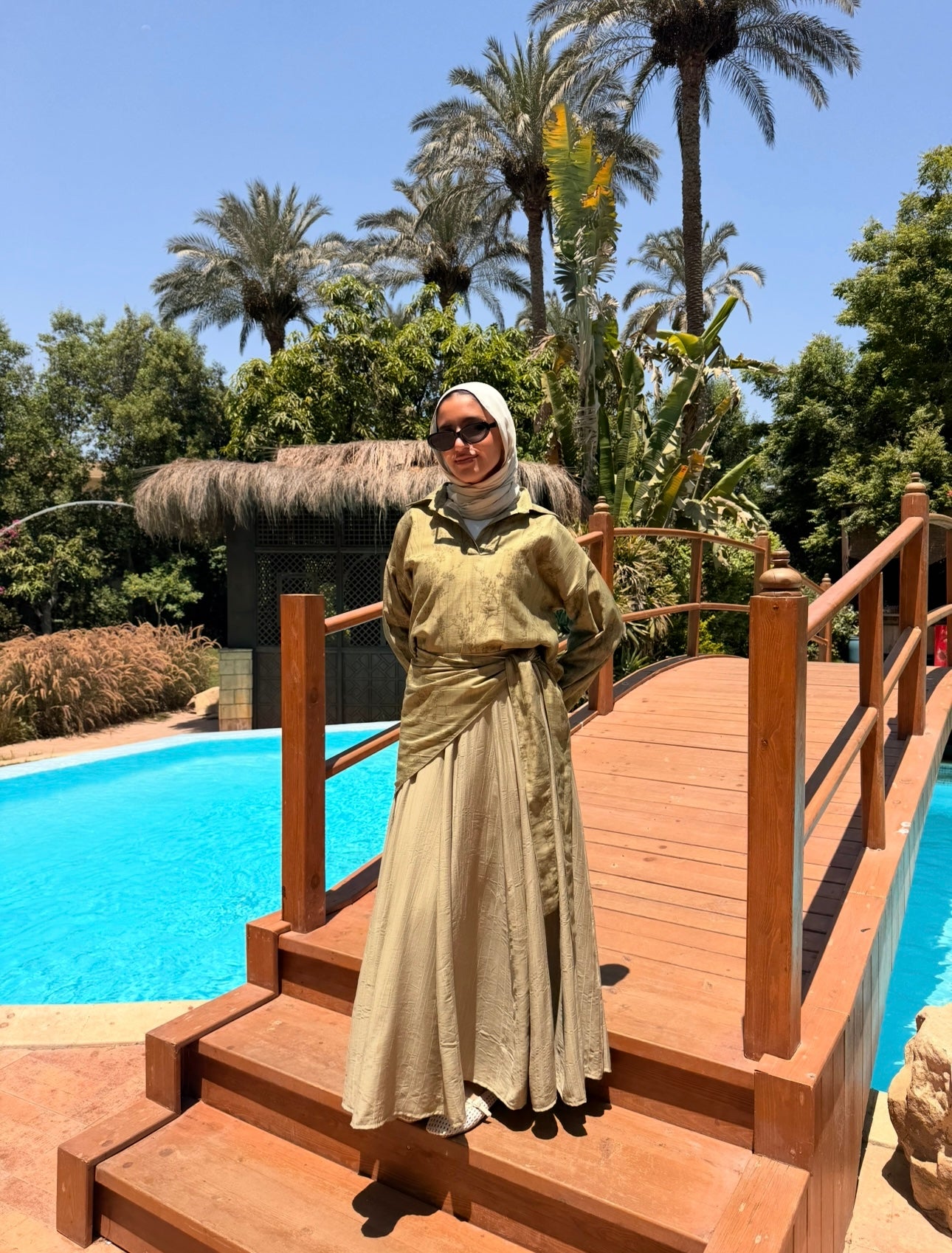 Panels Skirt With Scarf -Olive