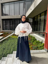Asymmetric Overlap Shirt - White