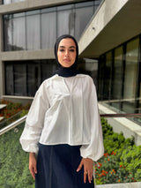 Asymmetric Overlap Shirt - White