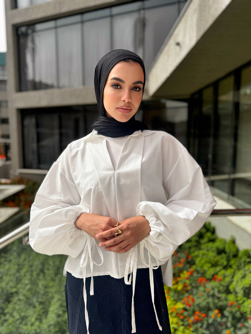 Asymmetric Overlap Shirt - White