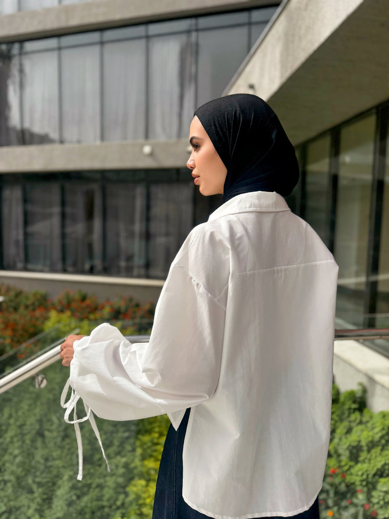 Asymmetric Overlap Shirt - White