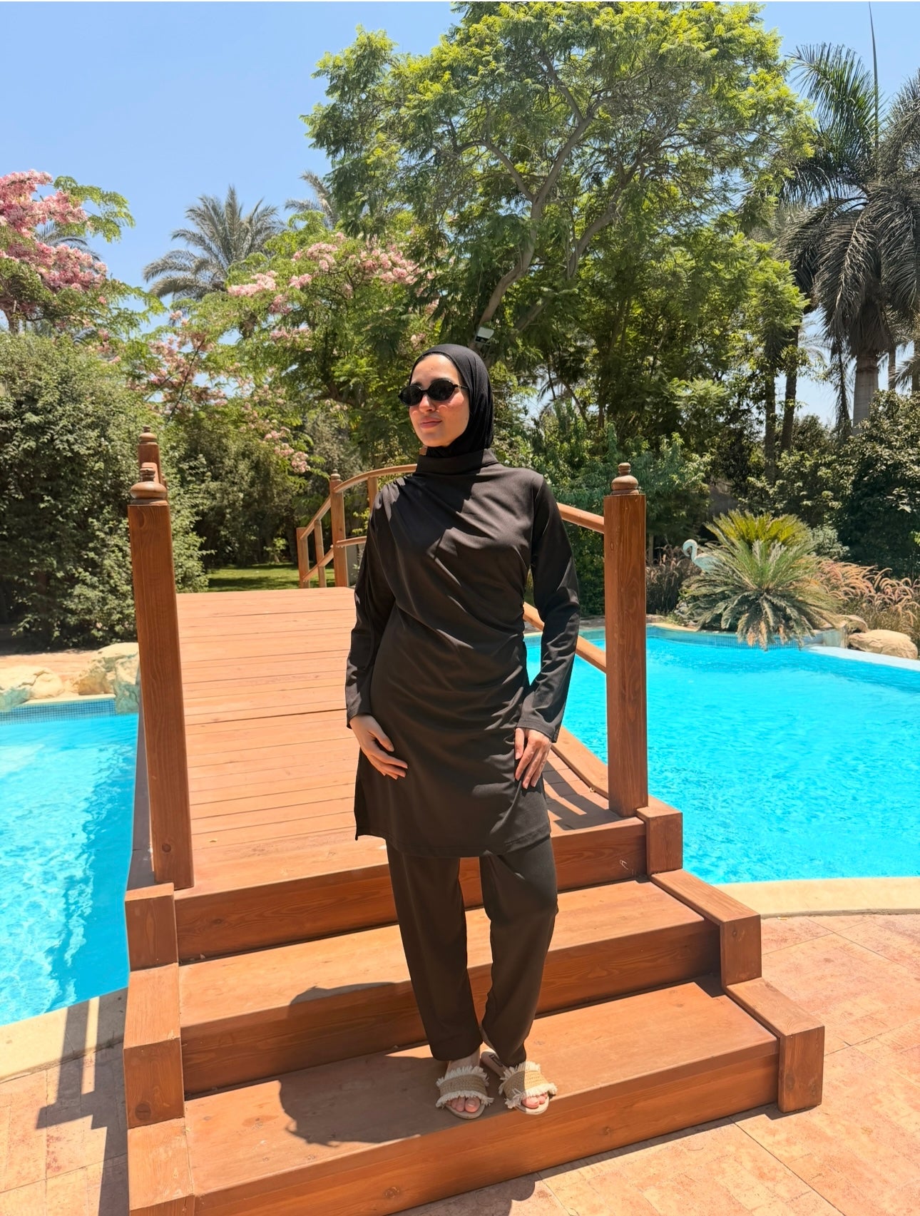 Burkini Draped With Draw strings - Black