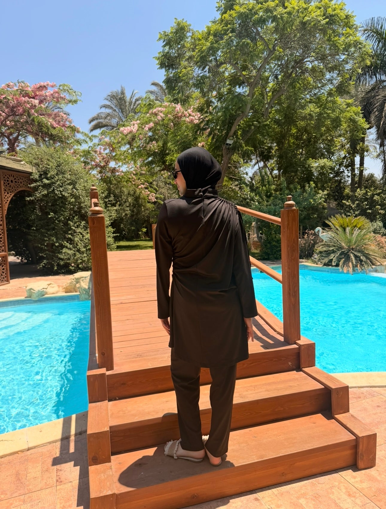 Burkini Draped With Draw strings - Black