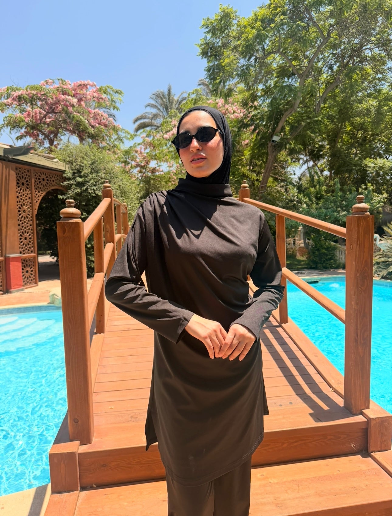 Burkini Draped With Draw strings - Black