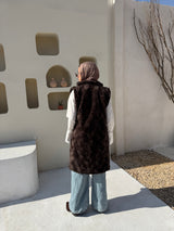Faux Fur Vest - Brown