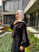 Asymmetric Overlap Shirt - Black