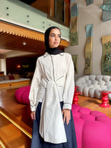 Piping Cropped Shirt - white