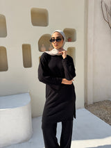 Oversize Ribbed Sweatshirt - Black