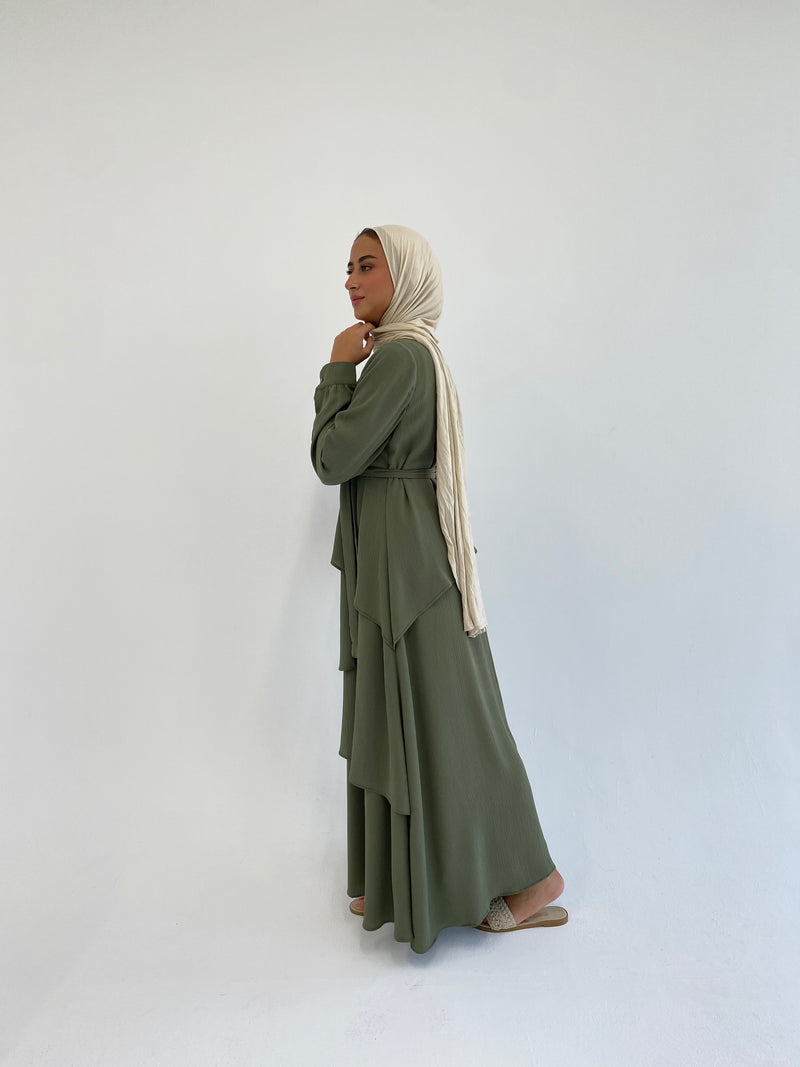 Accordion Layers Dress - Olive