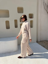 Basic Ribbed Pants - Beige