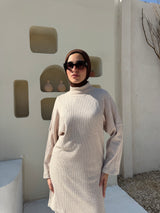 Oversize Ribbed Sweatshirt - Beige