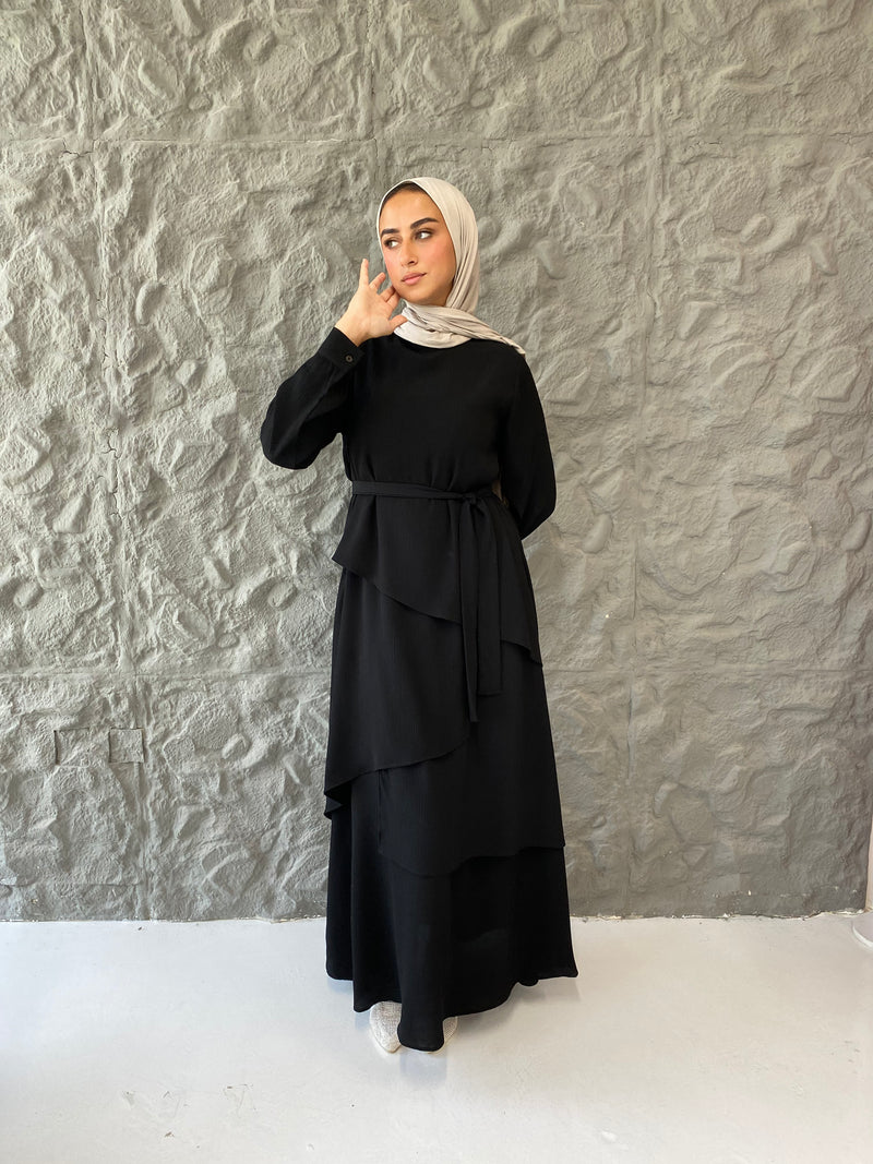 Accordion Layers Dress - Black