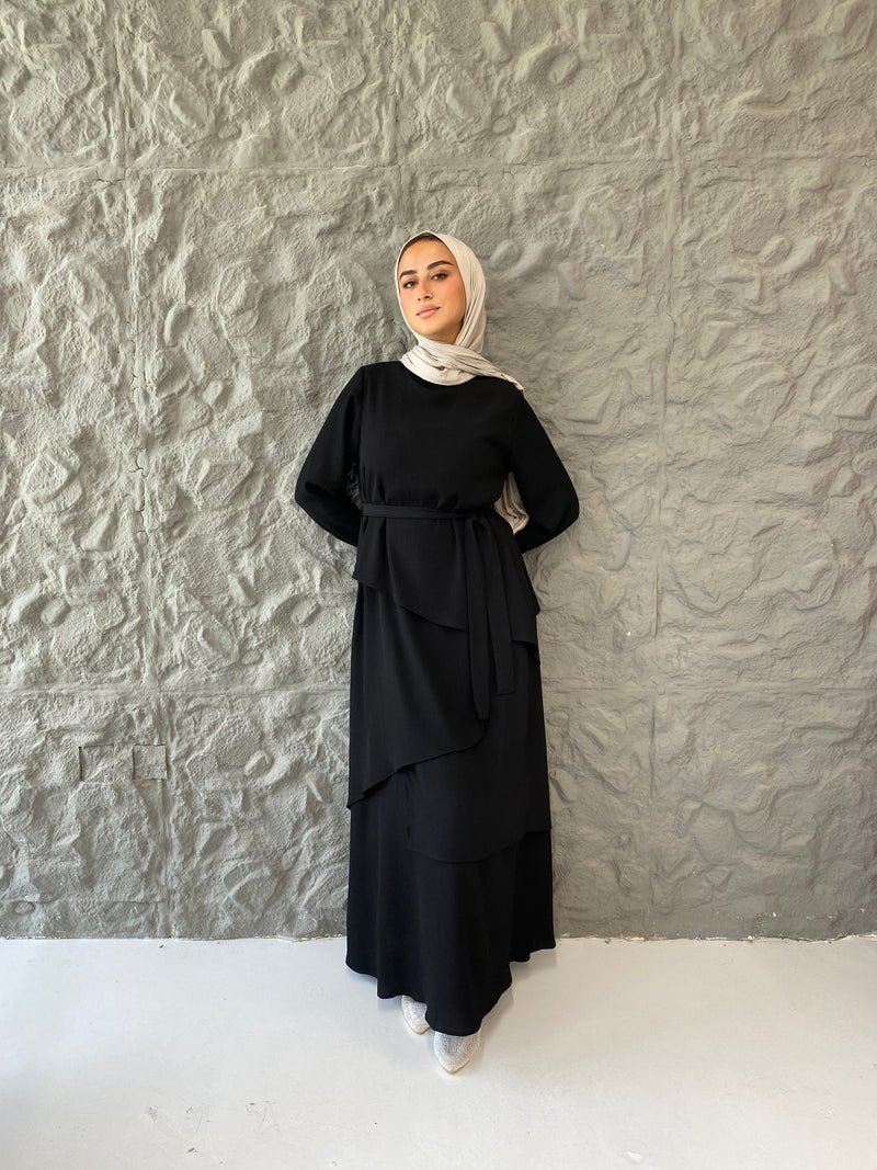 Accordion Layers Dress - Black