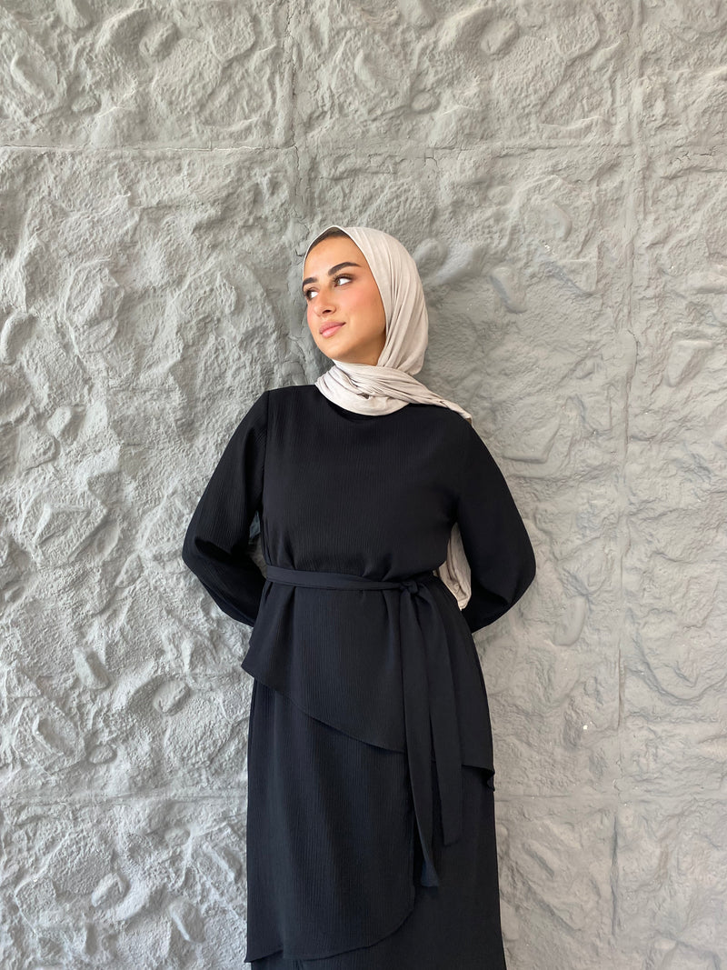 Accordion Layers Dress - Black