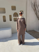 Oversize Ribbed Sweatshirt - Cafe