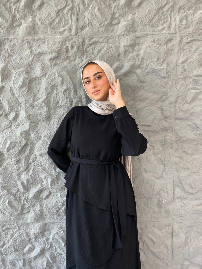 Accordion Layers Dress - Black