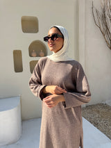 Oversize Ribbed Sweatshirt - Cafe