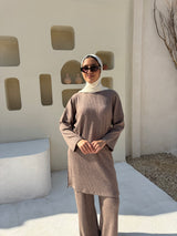 Oversize Ribbed Sweatshirt - Cafe