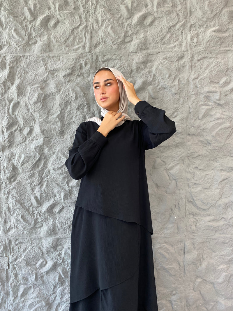 Accordion Layers Dress - Black