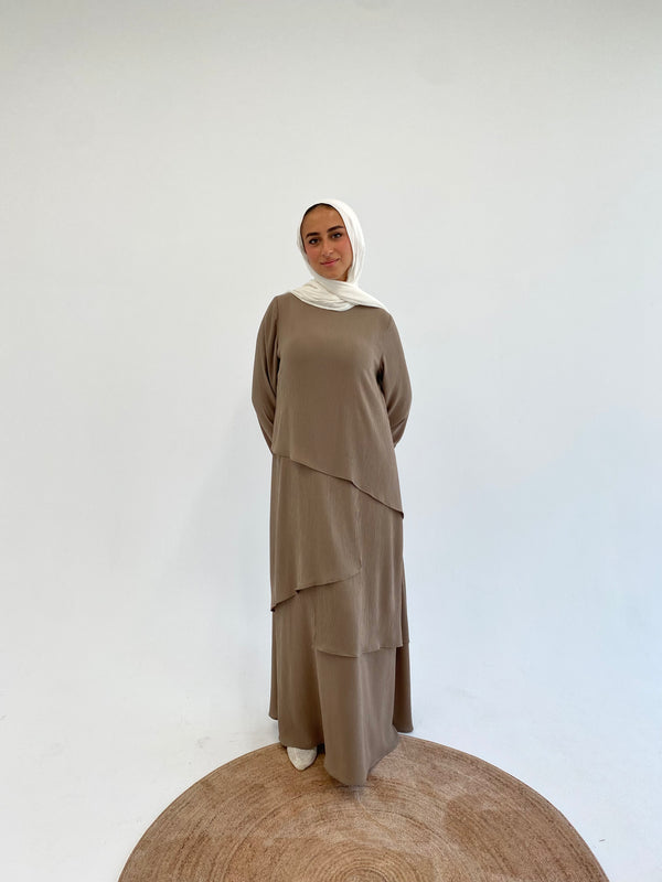 Accordion Layers Dress - Cafe