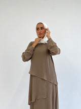 Accordion Layers Dress - Cafe