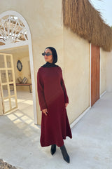 Basic Knit Dress - Maroon