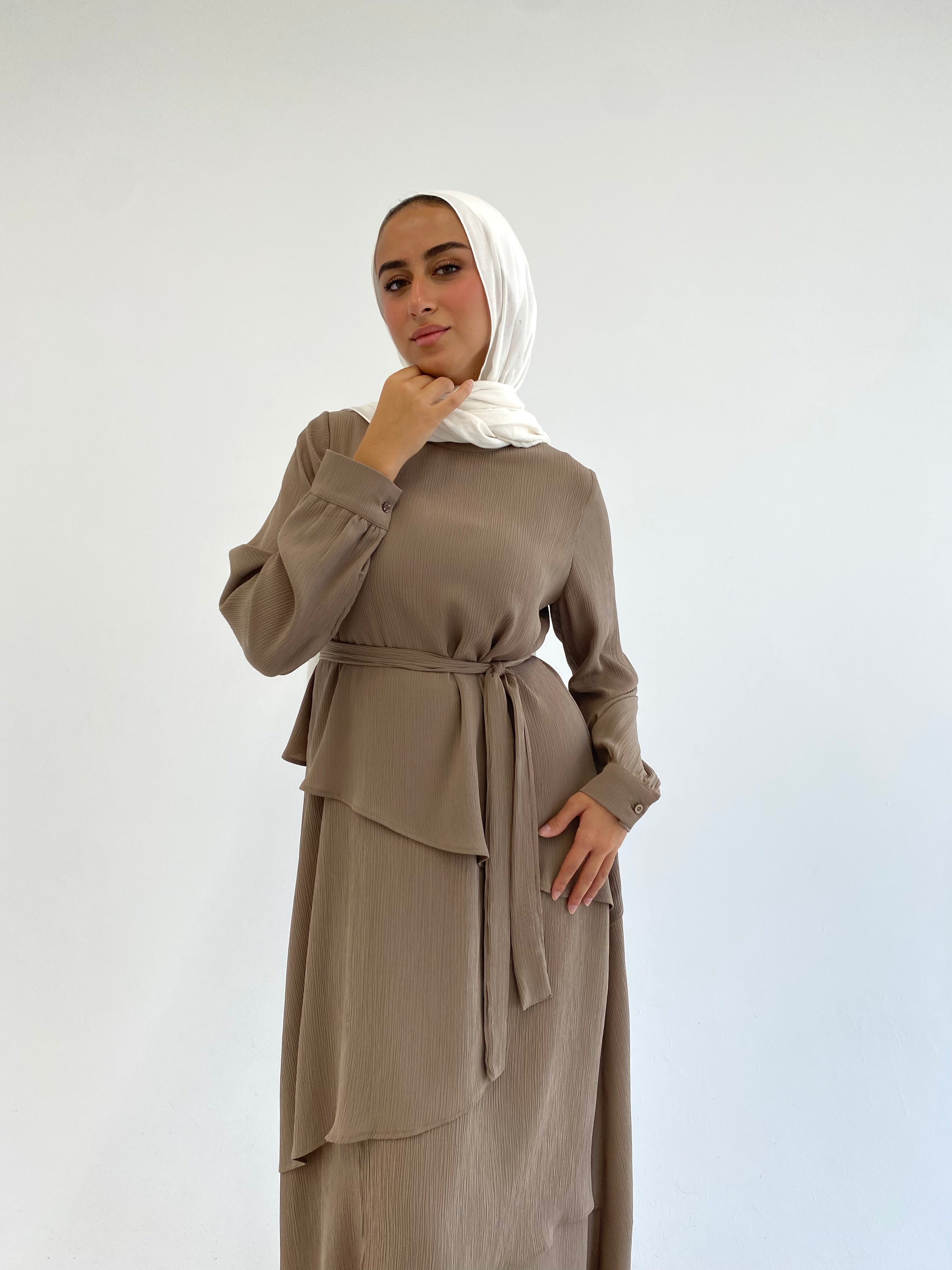 Accordion Layers Dress - Cafe