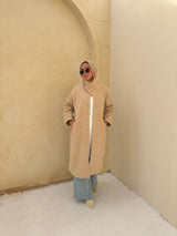 Fur With Piping Jacket-Beige