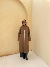 Fur With Piping Jacket-Brown