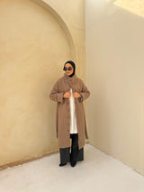 Fur With Piping Jacket-Cafe