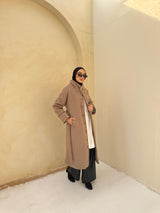 Fur With Piping Jacket-Cafe