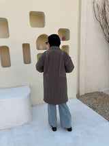 Boho Stitch Puffer Jacket - Cafe