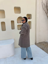 Boho Stitch Puffer Jacket - Cafe