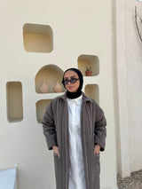 Boho Stitch Puffer Jacket - Cafe