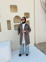 Boho Stitch Puffer Jacket - Cafe