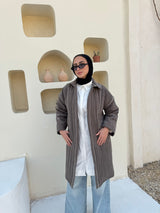 Boho Stitch Puffer Jacket - Cafe