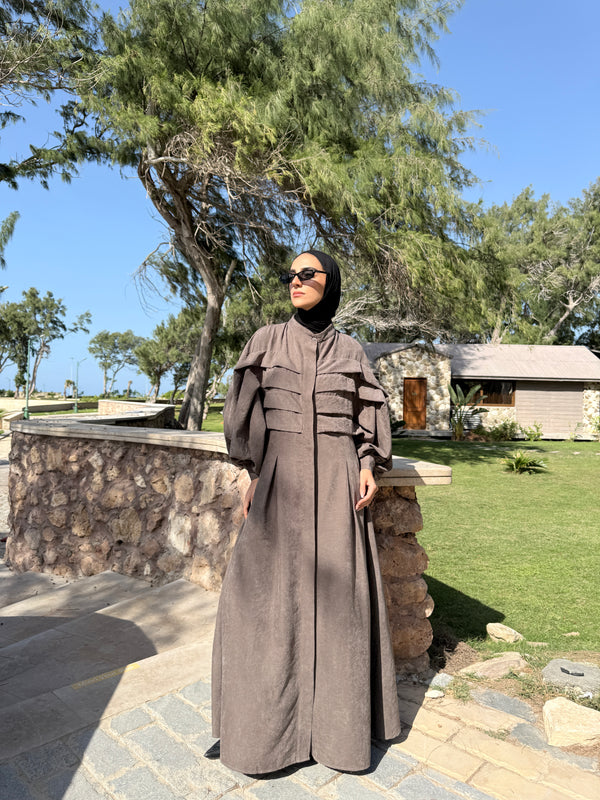 Pleated Front Dress - Cafe