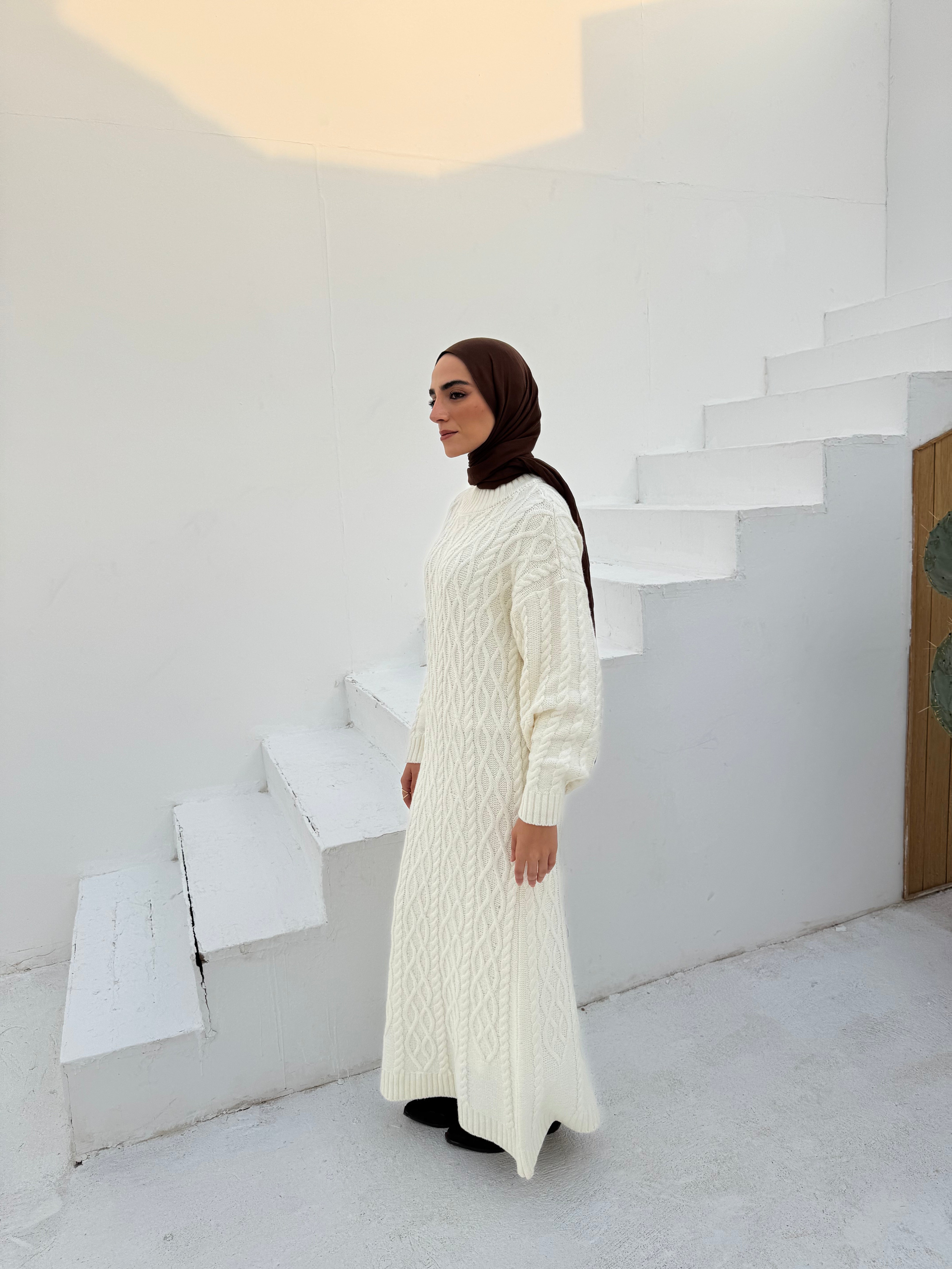 Cable-Knit Dress - Offwhite