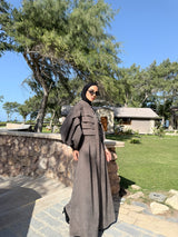 Pleated Front Dress - Cafe