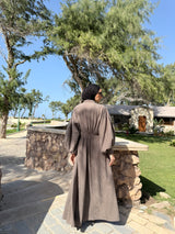 Pleated Front Dress - Cafe