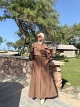 Pleated Front Dress - Brown